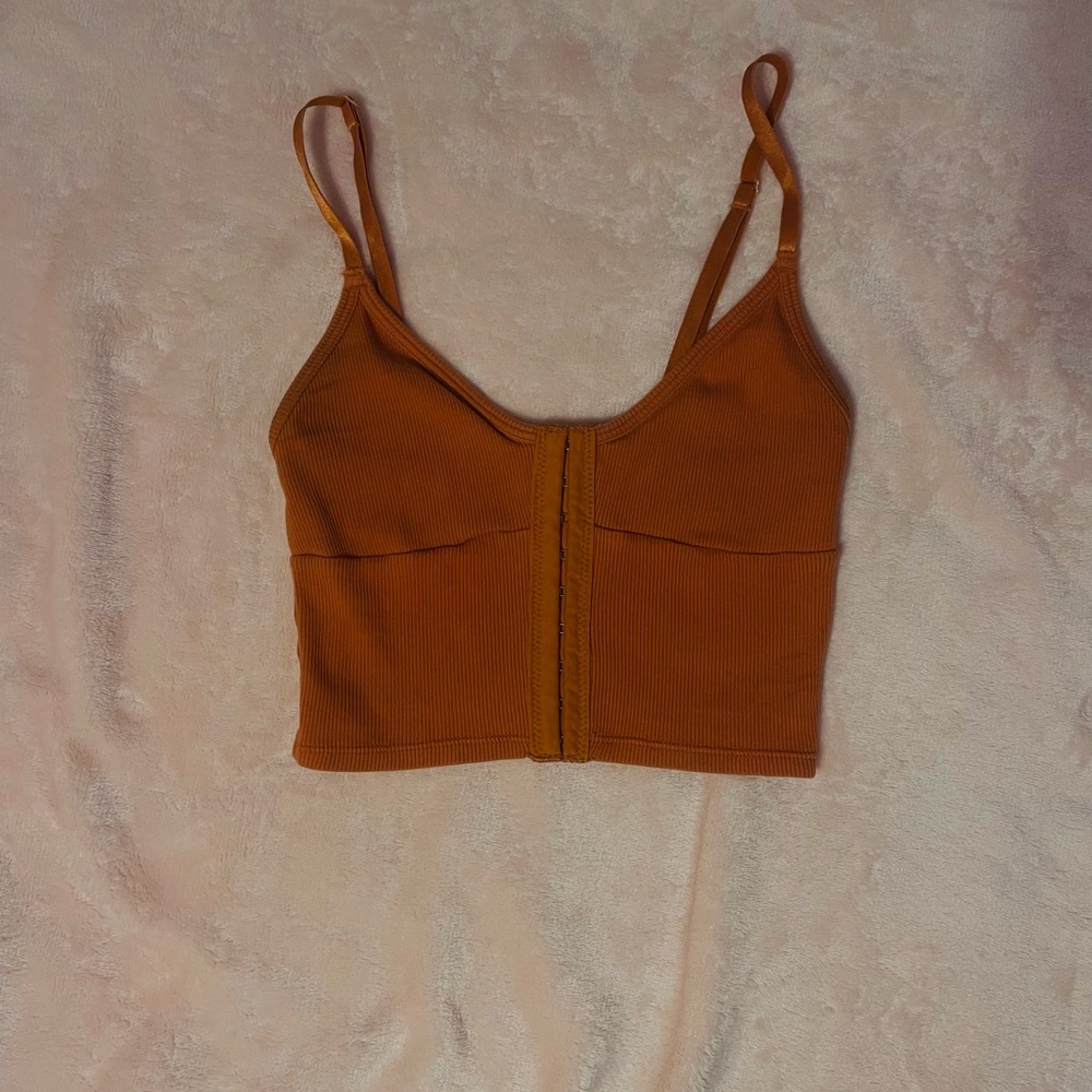 Orange Ribbed Crop Top